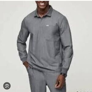 New Figs Mens Lima Long Sleeve Scrub Top Size Medium, Graphite